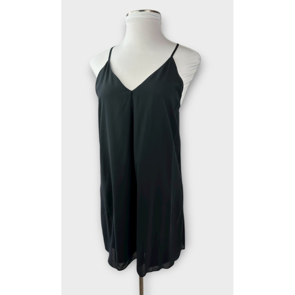 Alice + Olivia Fierra Y-back Silk Blend Racerback Slip Mini Dress Black Sz Large - Picture 2 of 16